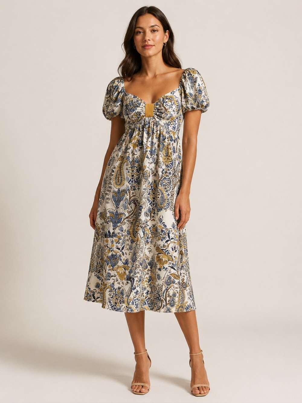 New Anthropologie Band of the Free Sweetheart Paisley Smocked Maxi Dress Sz XS